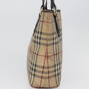 BURBERRY Nova Check Hand Bag PVC Beige Gold Auth 172725-4