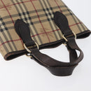 BURBERRY Nova Check Hand Bag PVC Beige Gold Auth 172725-6