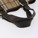 BURBERRY Nova Check Hand Bag PVC Beige Gold Auth 172725-7