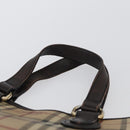 BURBERRY Nova Check Hand Bag PVC Beige Gold Auth 172725-8