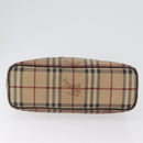 BURBERRY Nova Check Hand Bag PVC Beige Gold Auth 172725-5