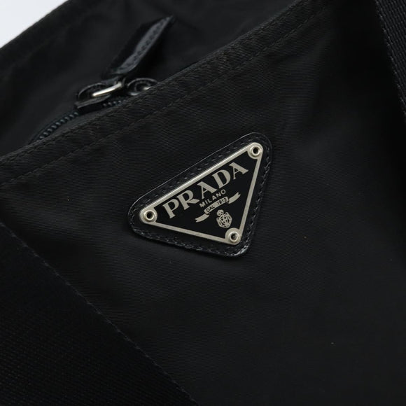 PRADA Tote Bag Nylon Black Silver Auth 172727