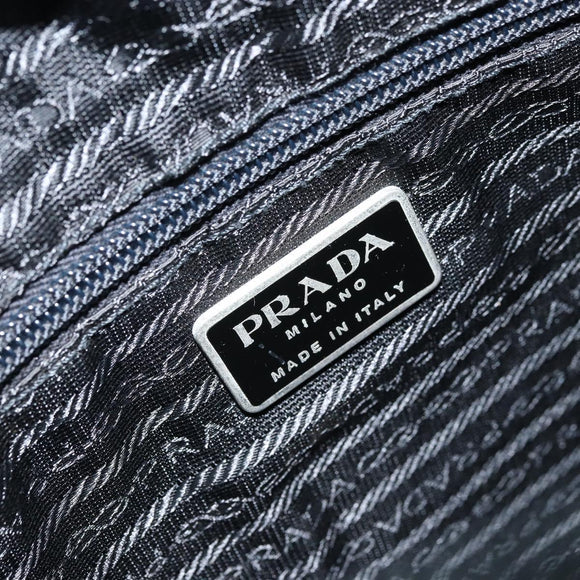 PRADA Tote Bag Nylon Black Silver Auth 172727