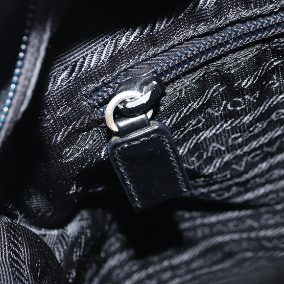 PRADA Tote Bag Nylon Black Silver Auth 172727