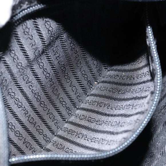 PRADA Tote Bag Nylon Black Silver Auth 172727