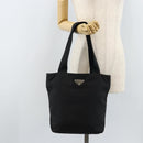 PRADA Tote Bag Nylon Black Silver Auth 172727-23