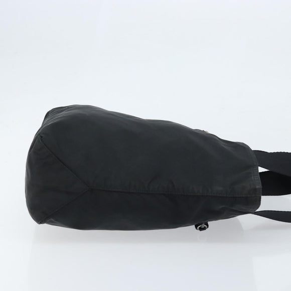 PRADA Tote Bag Nylon Black Silver Auth 172727