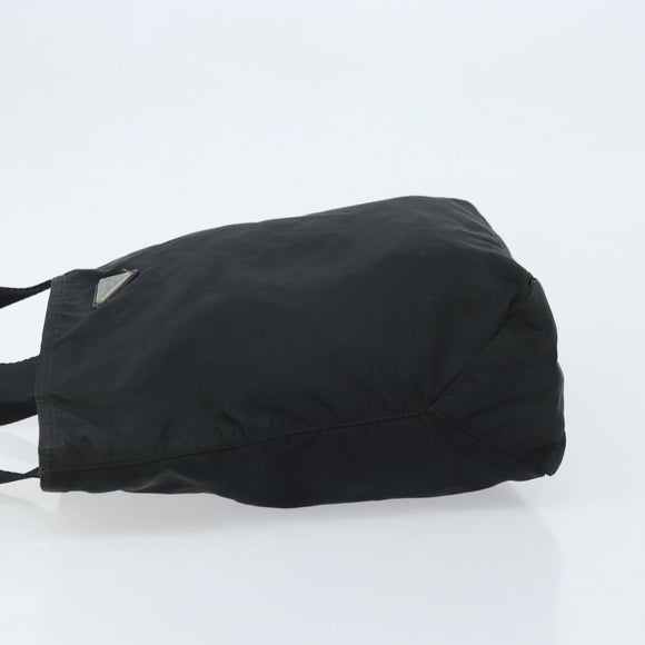 PRADA Tote Bag Nylon Black Silver Auth 172727
