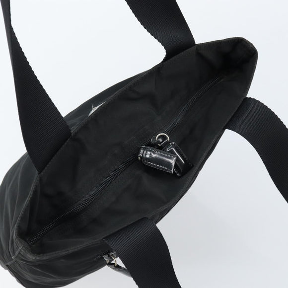 PRADA Tote Bag Nylon Black Silver Auth 172727