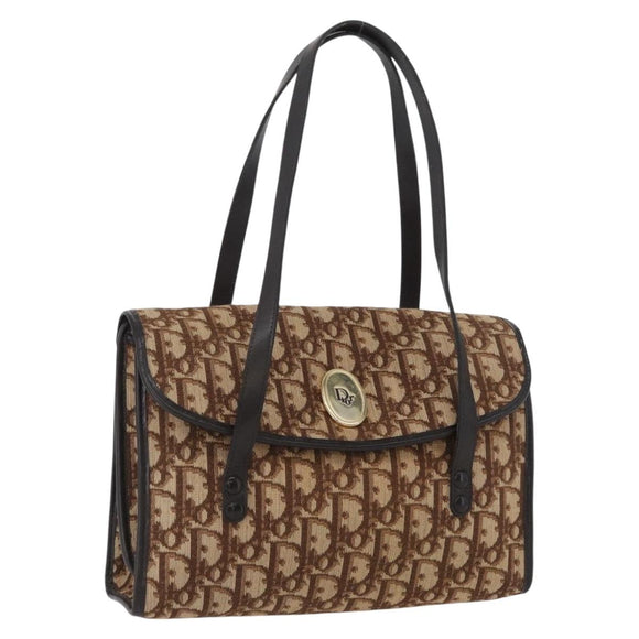 Christian Dior Trotter Canvas Hand Bag Beige Gold Auth 172728