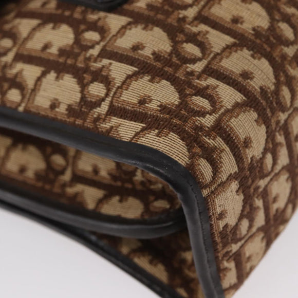 Christian Dior Trotter Canvas Hand Bag Beige Gold Auth 172728