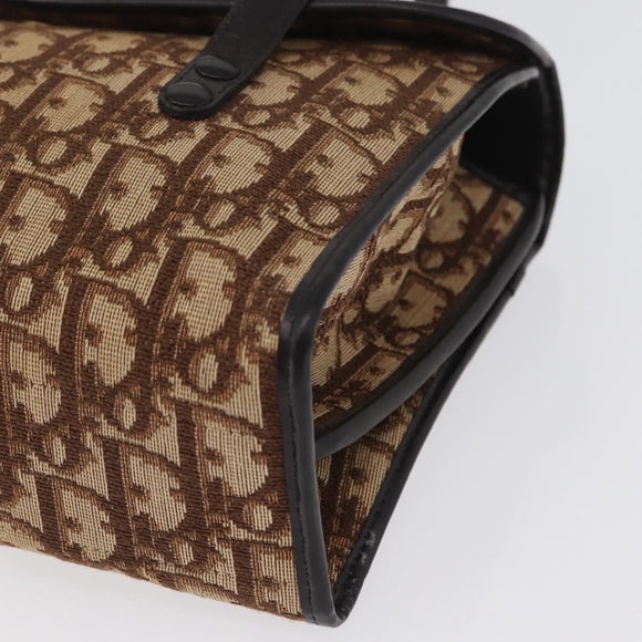 Christian Dior Trotter Canvas Hand Bag Beige Gold Auth 172728