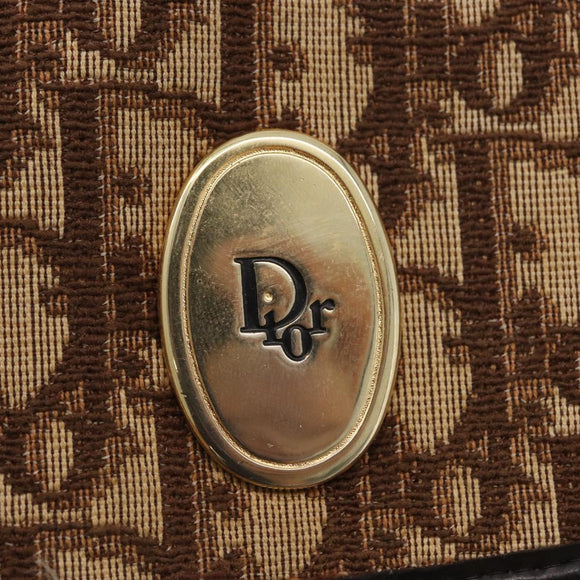 Christian Dior Trotter Canvas Hand Bag Beige Gold Auth 172728