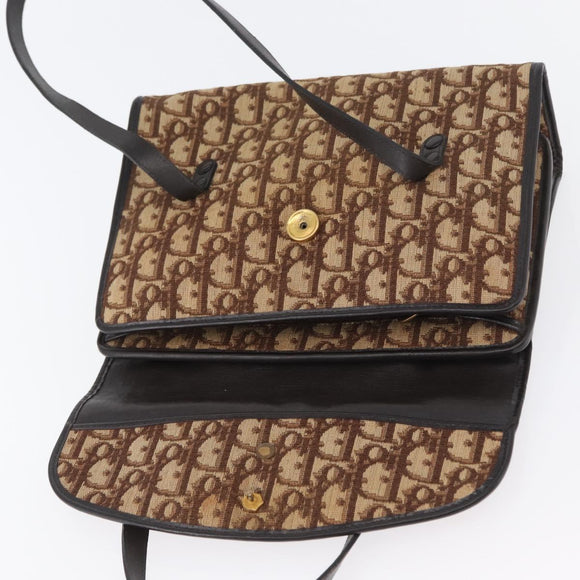 Christian Dior Trotter Canvas Hand Bag Beige Gold Auth 172728