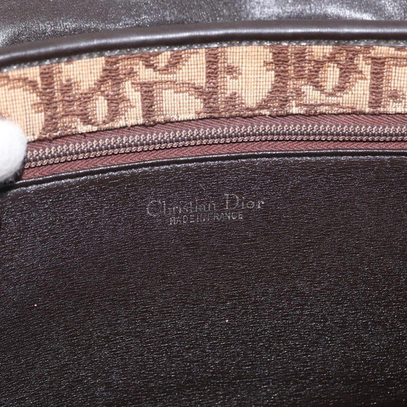 Christian Dior Trotter Canvas Hand Bag Beige Gold Auth 172728