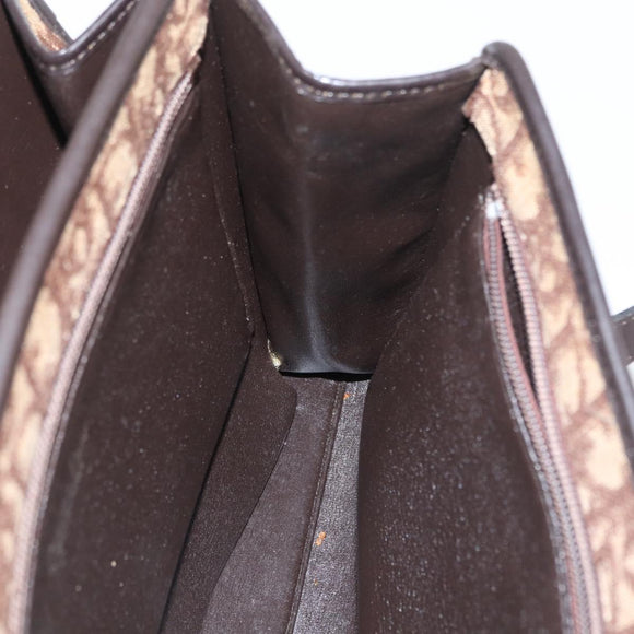 Christian Dior Trotter Canvas Hand Bag Beige Gold Auth 172728