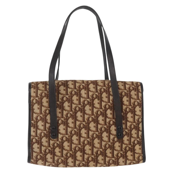 Christian Dior Trotter Canvas Hand Bag Beige Gold Auth 172728