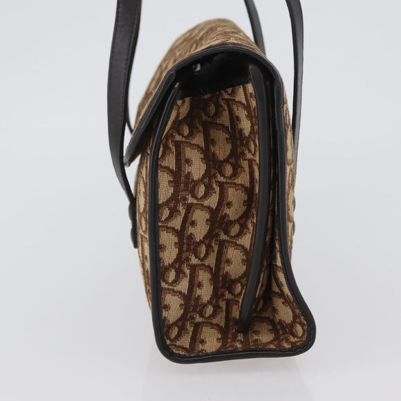 Christian Dior Trotter Canvas Hand Bag Beige Gold Auth 172728