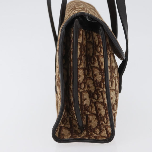 Christian Dior Trotter Canvas Hand Bag Beige Gold Auth 172728