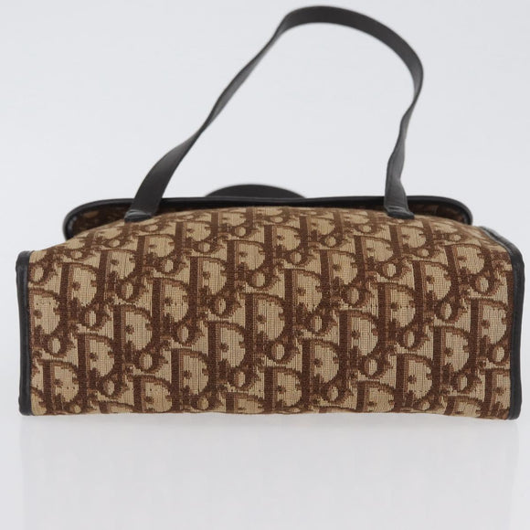Christian Dior Trotter Canvas Hand Bag Beige Gold Auth 172728