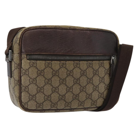 GUCCI GG Supreme Shoulder Bag PVC Beige Silver 114291 Auth 172729