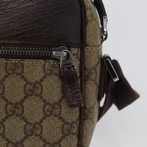 GUCCI GG Supreme Shoulder Bag PVC Beige Silver 114291 Auth 172729
