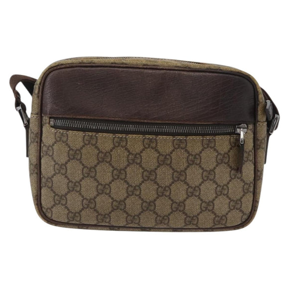 GUCCI GG Supreme Shoulder Bag PVC Beige Silver 114291 Auth 172729