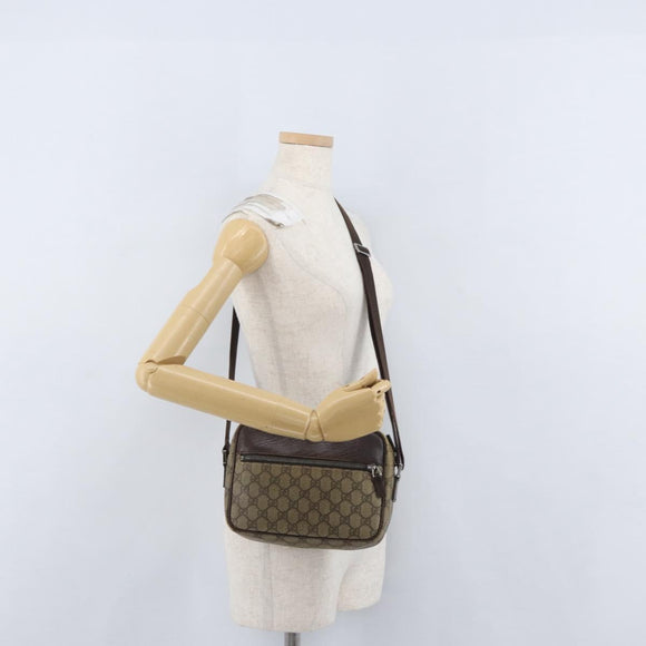 GUCCI GG Supreme Shoulder Bag PVC Beige Silver 114291 Auth 172729