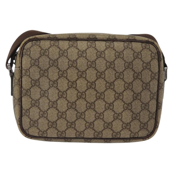 GUCCI GG Supreme Shoulder Bag PVC Beige Silver 114291 Auth 172729