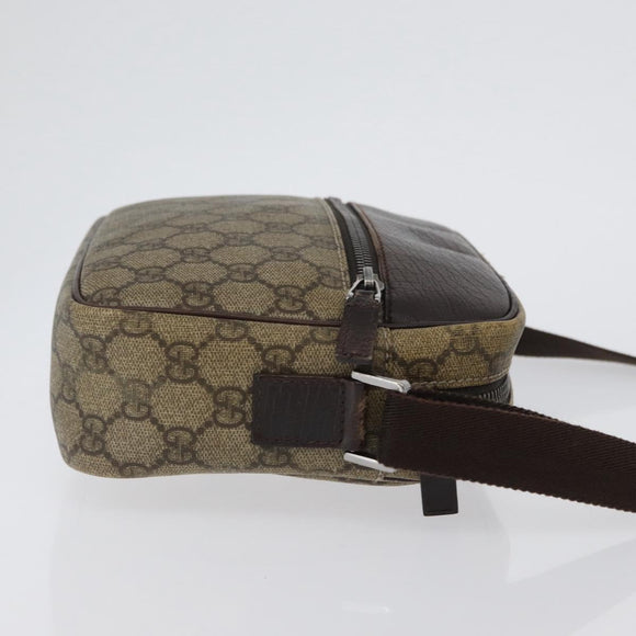 GUCCI GG Supreme Shoulder Bag PVC Beige Silver 114291 Auth 172729