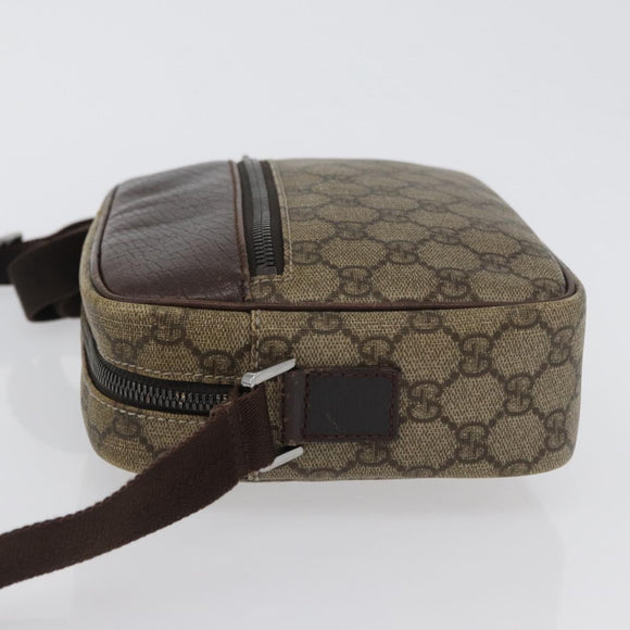 GUCCI GG Supreme Shoulder Bag PVC Beige Silver 114291 Auth 172729