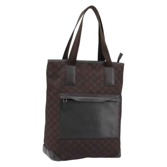 GUCCI GG Canvas Tote Bag Brown Silver 180450 Auth 172731