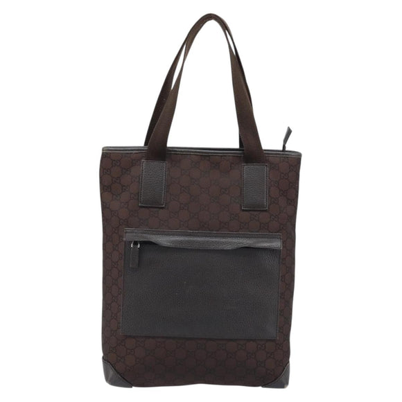 GUCCI GG Canvas Tote Bag Brown Silver 180450 Auth 172731