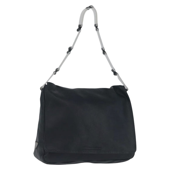 PRADA Plastic Chain Shoulder Bag Leather Black Auth 172733