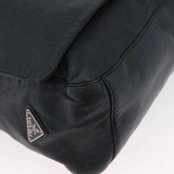 PRADA Plastic Chain Shoulder Bag Leather Black Auth 172733