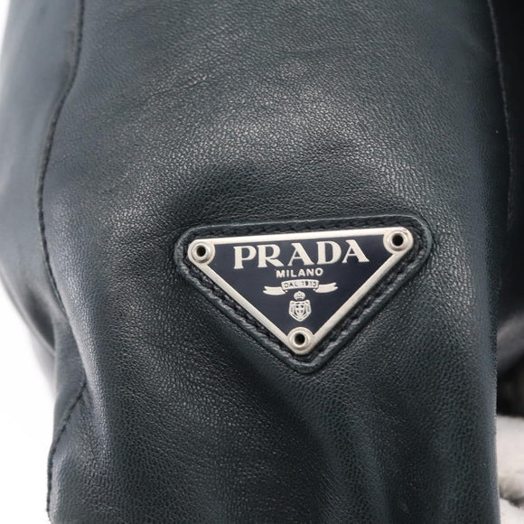 PRADA Plastic Chain Shoulder Bag Leather Black Auth 172733