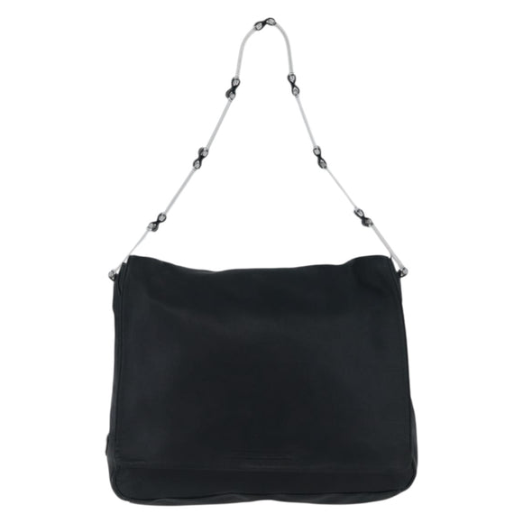 PRADA Plastic Chain Shoulder Bag Leather Black Auth 172733