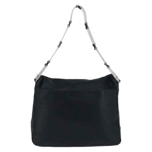 PRADA Plastic Chain Shoulder Bag Leather Black Auth 172733