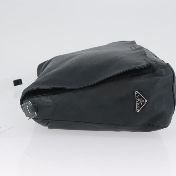 PRADA Plastic Chain Shoulder Bag Leather Black Auth 172733