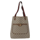 GUCCI GG Supreme Web Sherry Line Tote Bag PVC Beige Gold 16 002 4487 Auth 172743-13