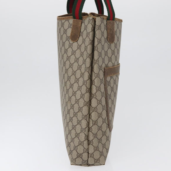 GUCCI GG Supreme Web Sherry Line Tote Bag PVC Beige Gold 16 002 4487 Auth 172743