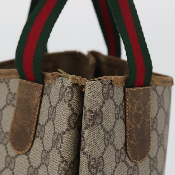 GUCCI GG Supreme Web Sherry Line Tote Bag PVC Beige Gold 16 002 4487 Auth 172743