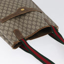 GUCCI GG Supreme Web Sherry Line Tote Bag PVC Beige Gold 16 002 4487 Auth 172743-7