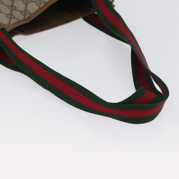GUCCI GG Supreme Web Sherry Line Tote Bag PVC Beige Gold 16 002 4487 Auth 172743