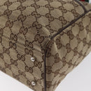 GUCCI GG Canvas Web Sherry Line Tote Bag Beige Silver 145810 Auth 172745-13