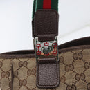 GUCCI GG Canvas Web Sherry Line Tote Bag Beige Silver 145810 Auth 172745-15
