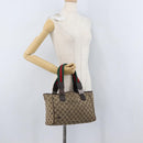 GUCCI GG Canvas Web Sherry Line Tote Bag Beige Silver 145810 Auth 172745-23