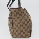 GUCCI GG Canvas Web Sherry Line Tote Bag Beige Silver 145810 Auth 172745-5