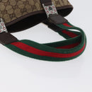 GUCCI GG Canvas Web Sherry Line Tote Bag Beige Silver 145810 Auth 172745-7