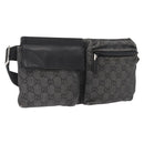 GUCCI GG Canvas Waist bag Black Silver 28566 Auth 172746-1